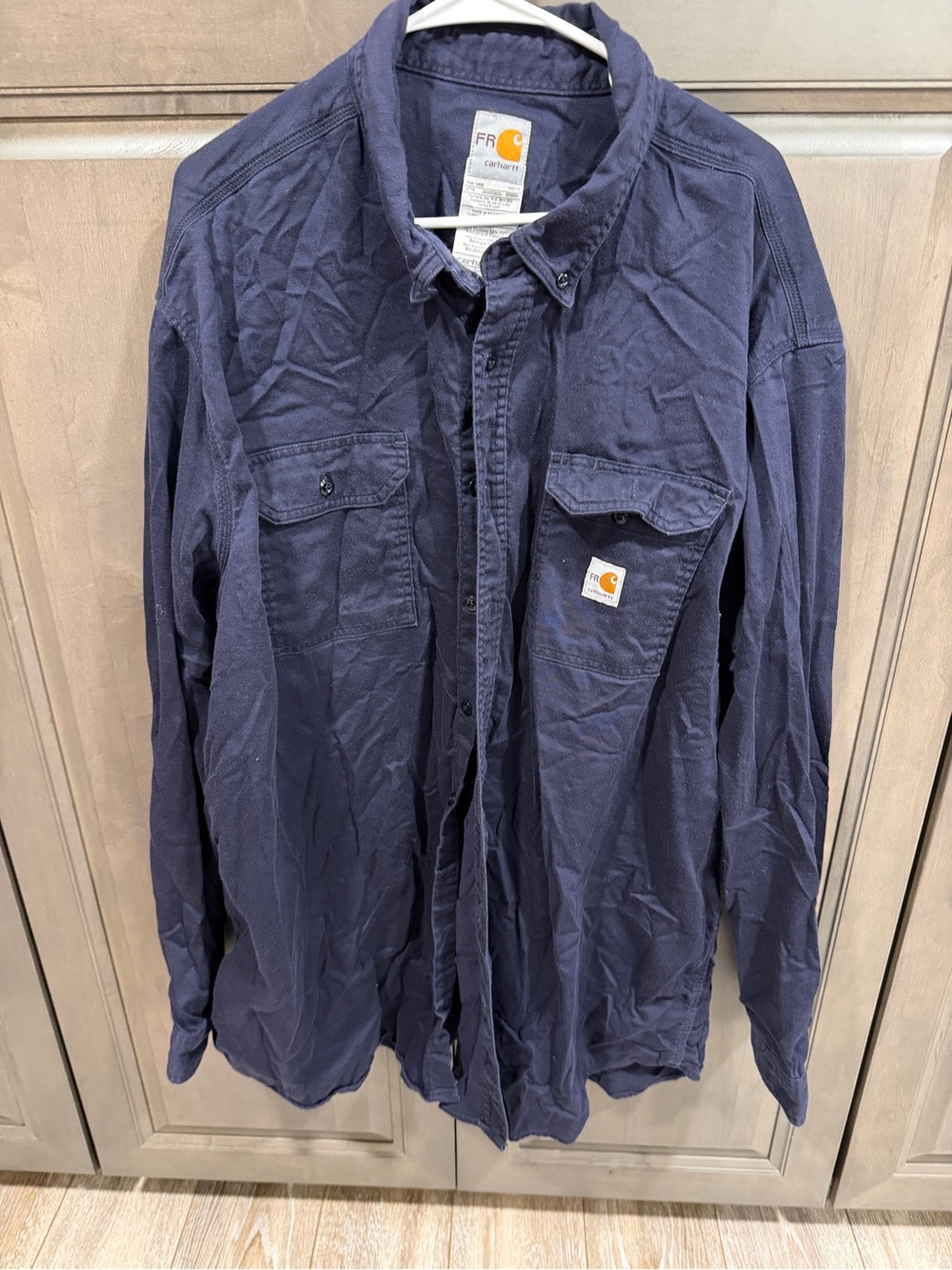 Carhartt FR Shirt Mens 4XL Navy Blue Flame Resistant Long Sleeve Workwear FRS160